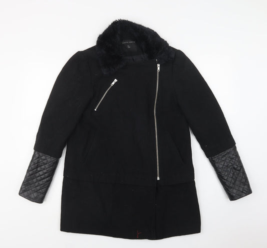 Womens UK Size 10 Dorothy Perkins Black Biker Coat