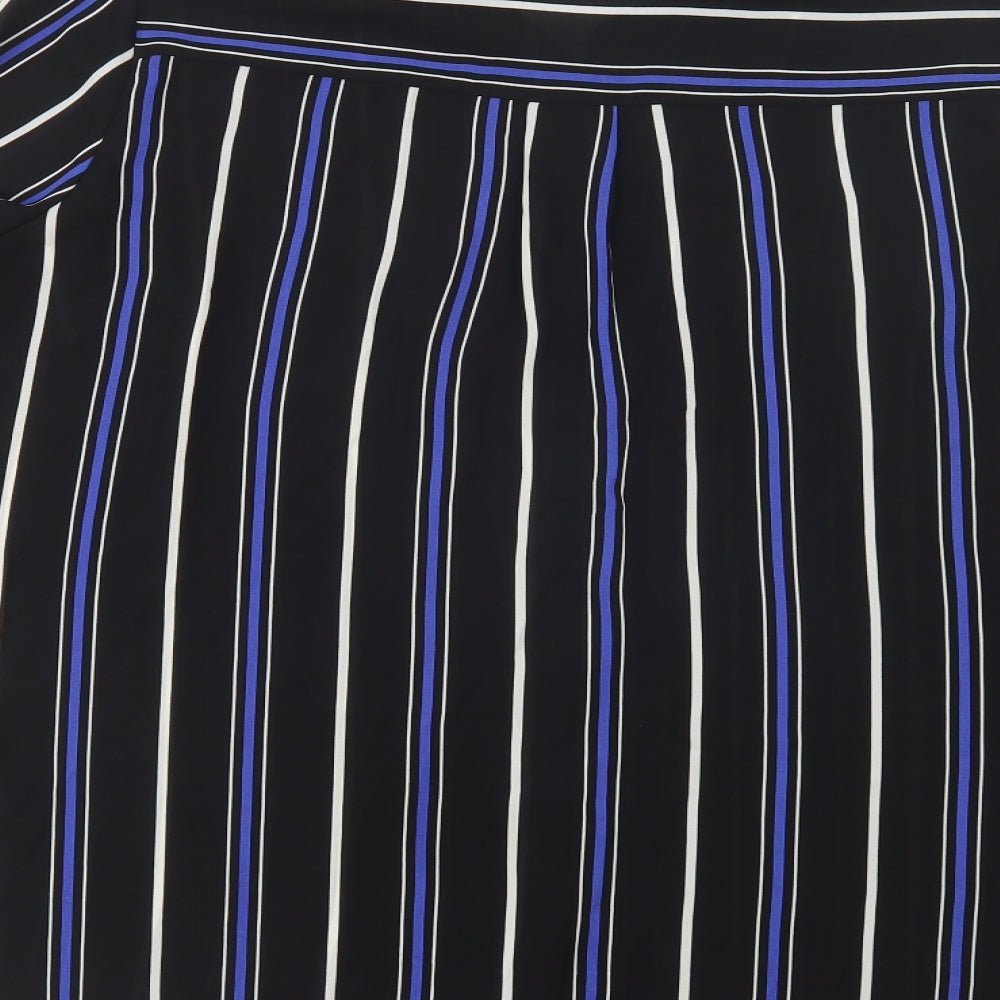 Primark Womens Black Striped Polyester Tunic Button-Up Size 18 Collared