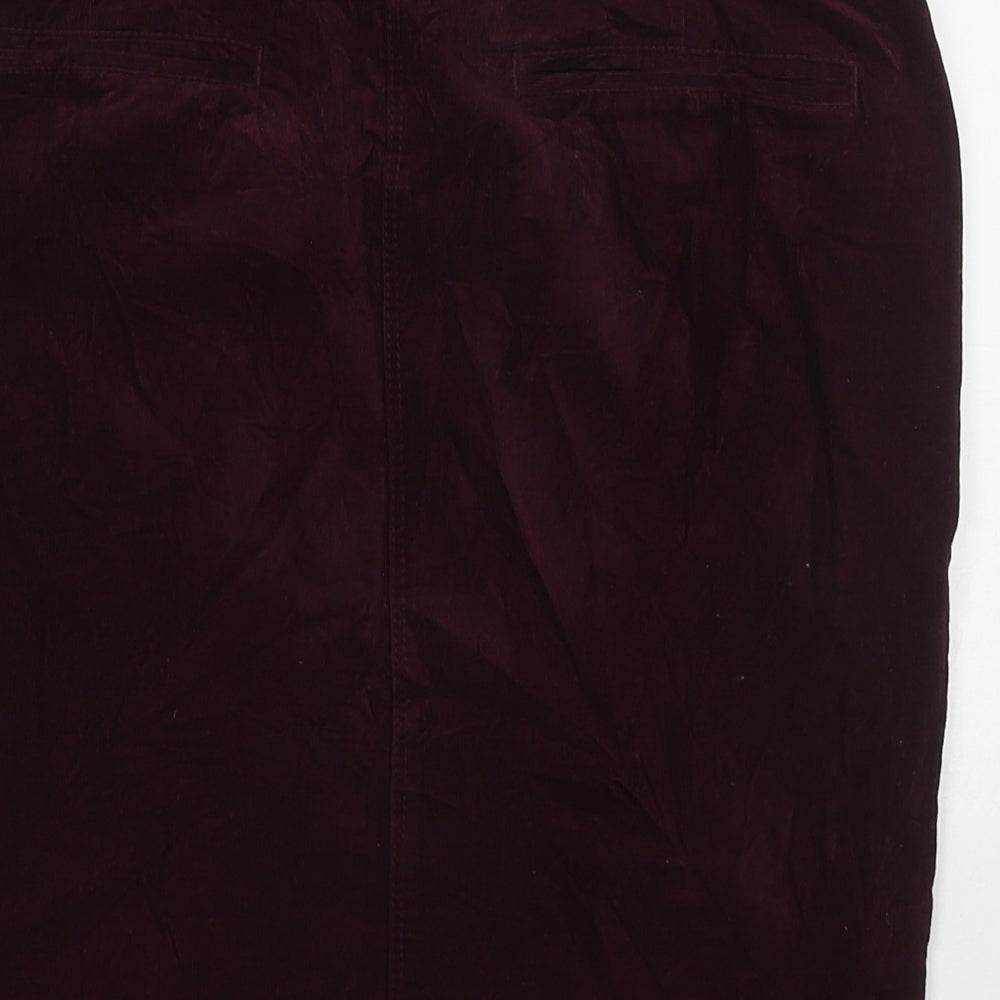 Brand and care label for Papaya women’s purple cotton straight & pencil skirt, size UK 8, button