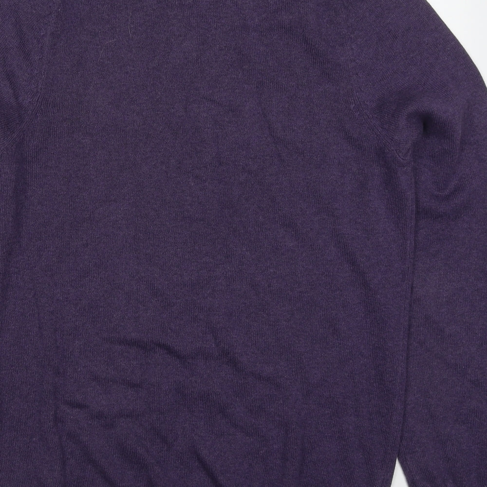 Marks and Spencer Mens Purple V-Neck Cotton Pullover Jumper Size S