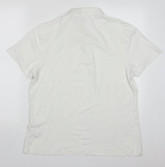 Un Bias Mens White Cotton Polo Size L Collared Pullover