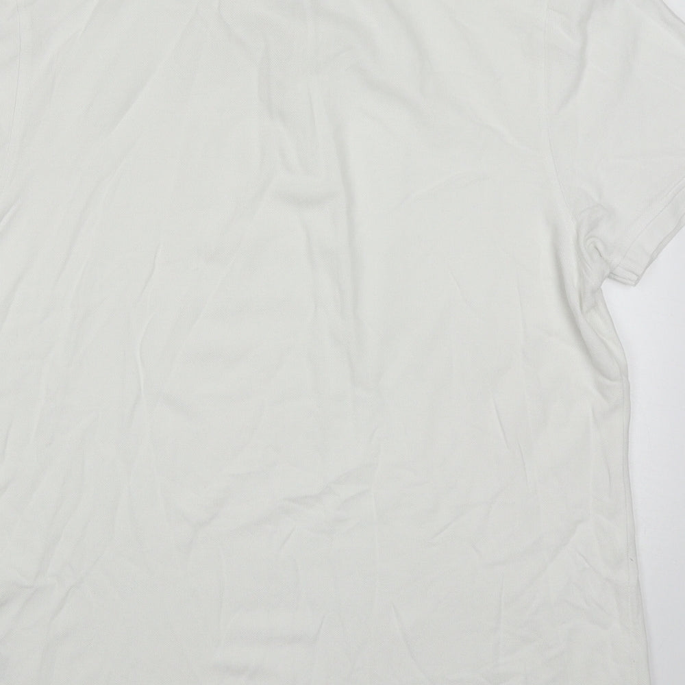 Un Bias Mens White Cotton Polo Size L Collared Pullover