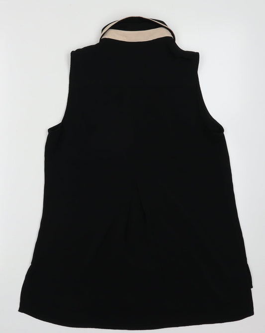 Womens UK Size 10 Warehouse Black Basic Button-Up