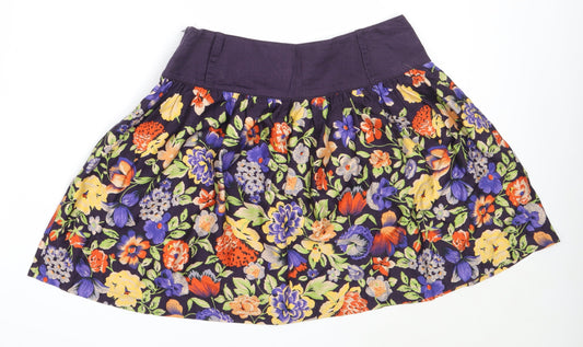 Back view of Mango women’s purple floral cotton flare skirt, size UK 40
