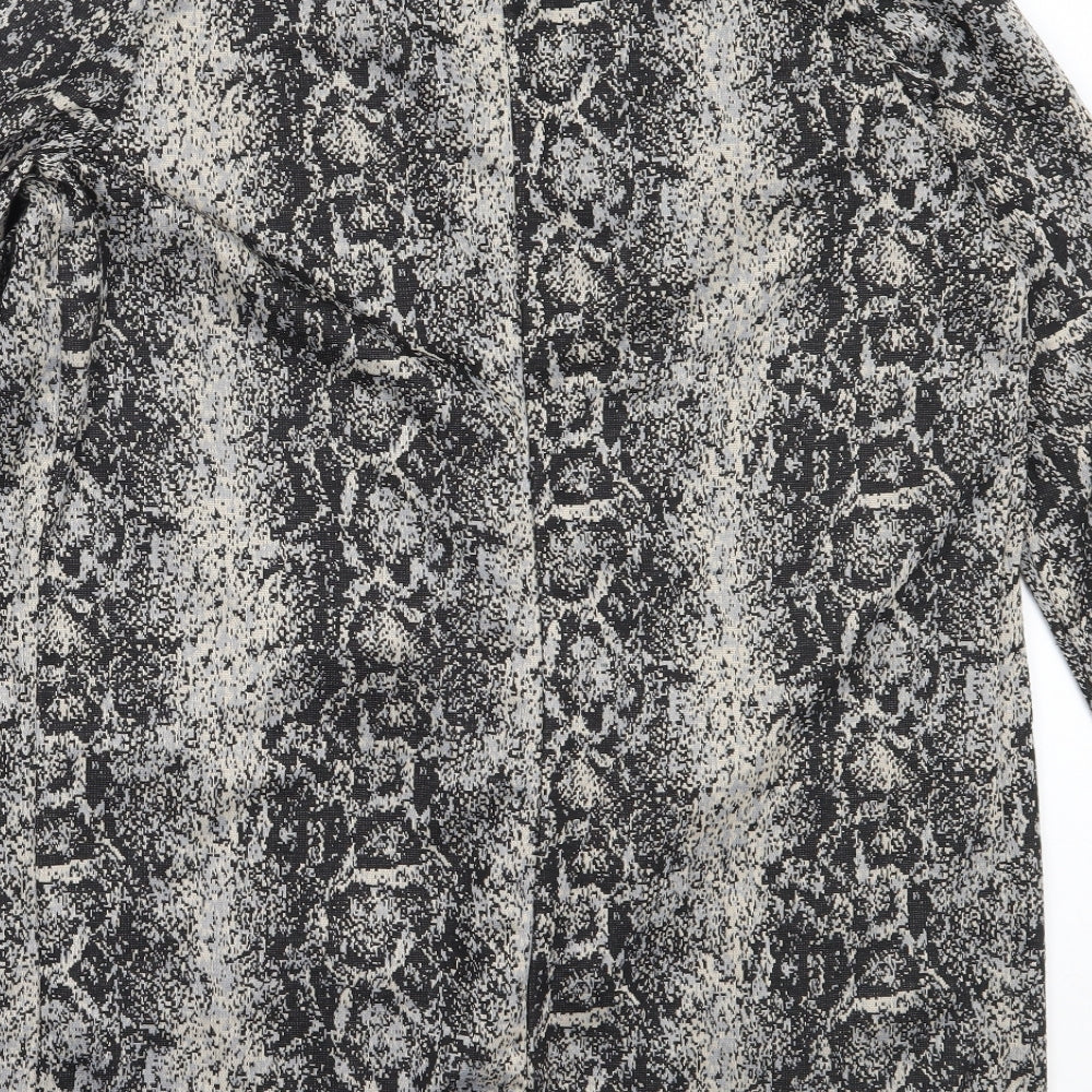 Brand and care label for Papaya women’s black animal print jacket, size UK 12