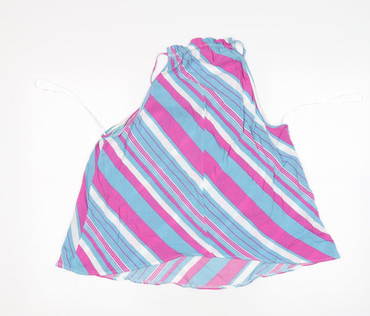George Womens Multicoloured Striped Viscose Basic Tank Size 12 Round Neck