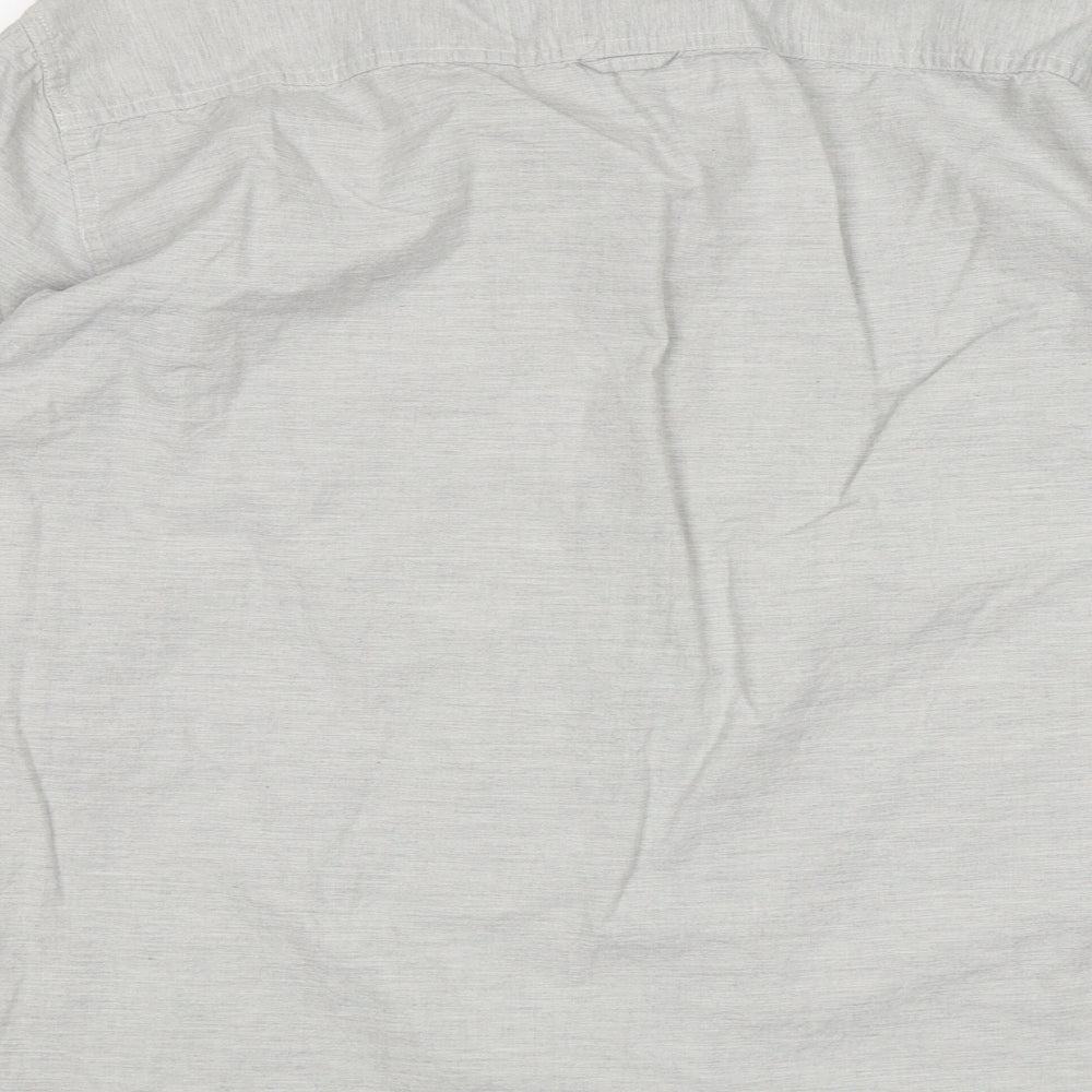 F&F Mens Grey Cotton Button-Up Size L Collared