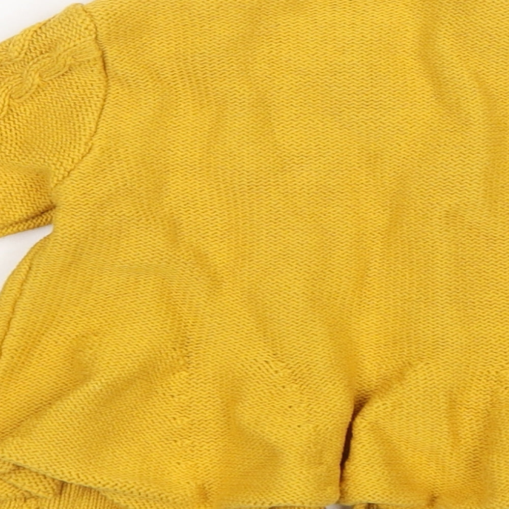 Nutmeg Girls Yellow Cotton Cardigan Jumper Size 9-12 Months