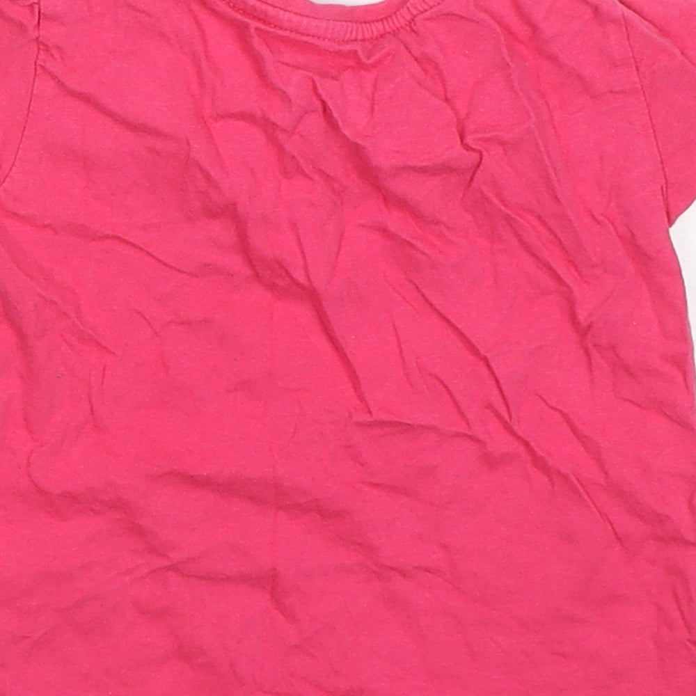 Primark Girls Pink Cotton Basic T-Shirt Size 2-3 Years Round Neck
