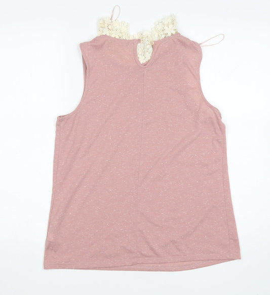 George Womens Pink Polyester Basic Tank Size 12 Round Neck