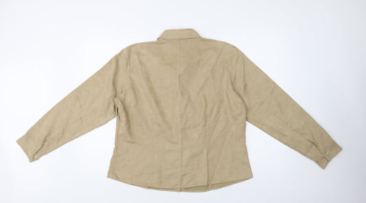 M&S Womens Beige Polyester Basic Button-Up Size 18 Collared