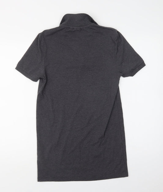 ASOS Mens Grey Cotton Polo Size M Collared Button