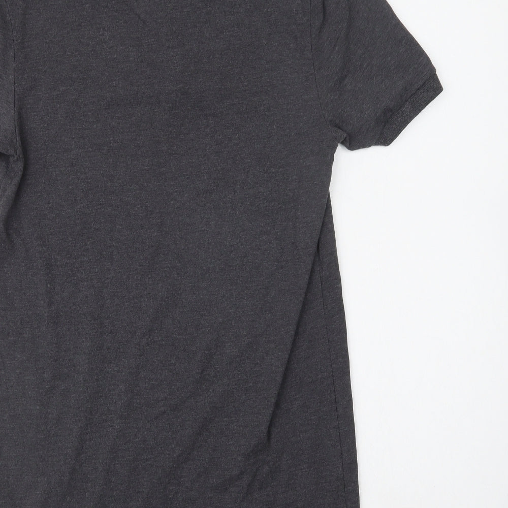 ASOS Mens Grey Cotton Polo Size M Collared Button