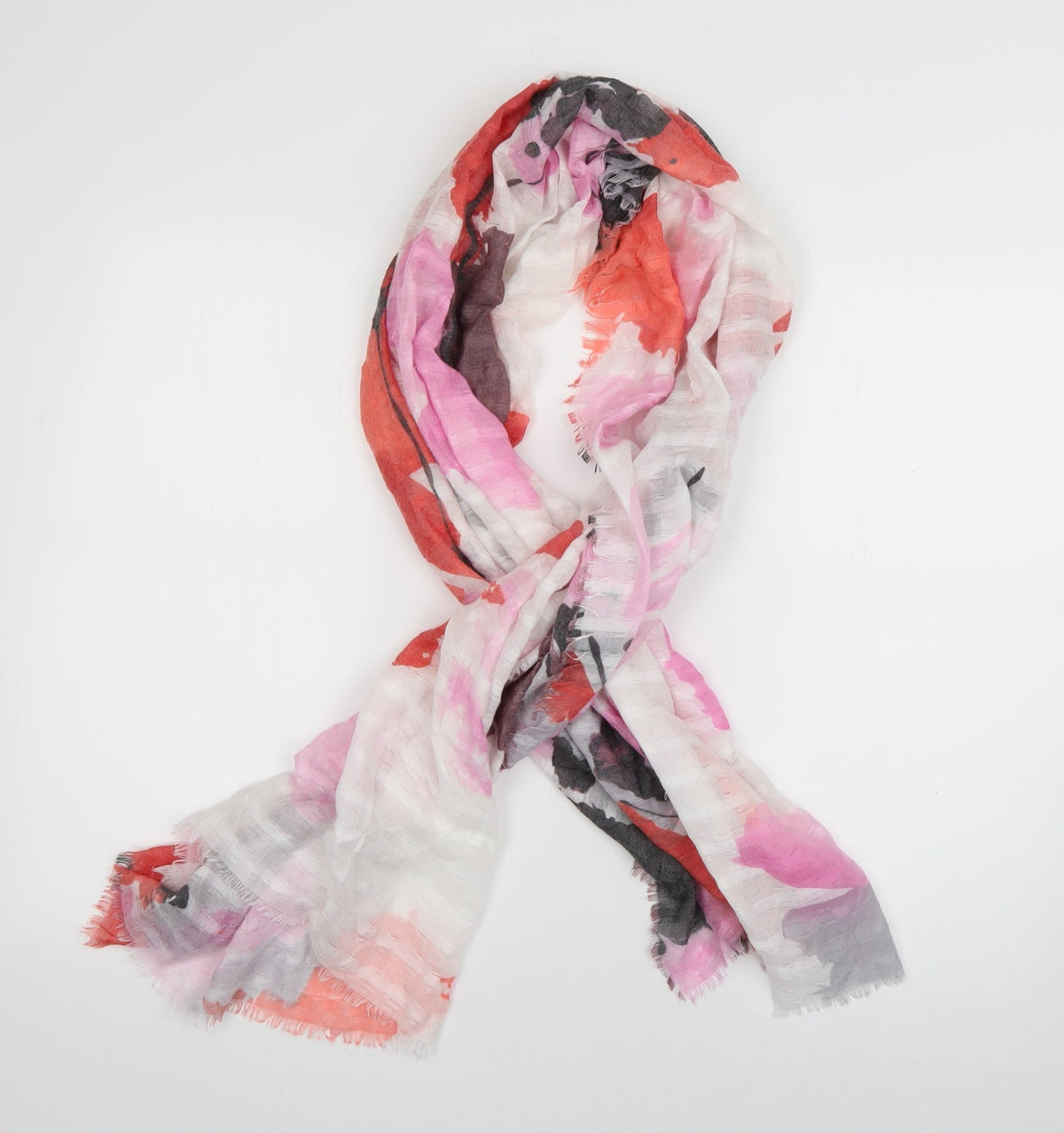 Front view of Preworn women’s multicoloured geometric viscose scarf