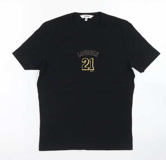 Womens UK Size M Esprit Black Basic T-Shirt