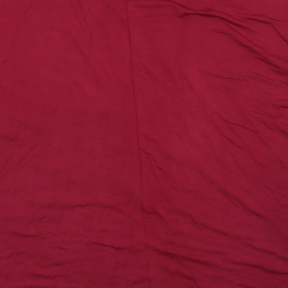 CNFIO Womens Red Round Neck Rayon Cardigan Jumper Size L