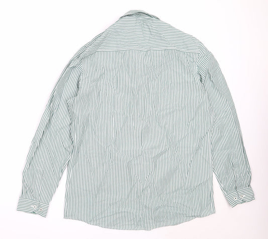 Mens UK Size 16 Dimensions Green Button-Up Long Sleeve Casual Shirt