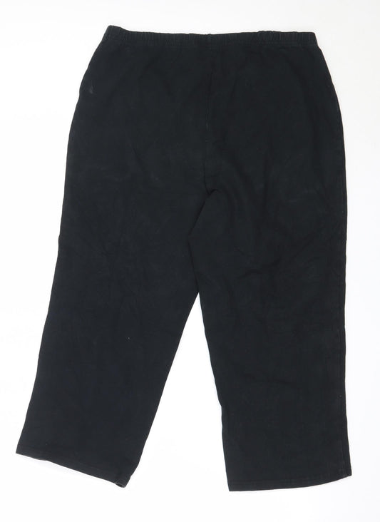 Preworn Womens Black Cotton Cropped Trousers Size L L21 in Regular