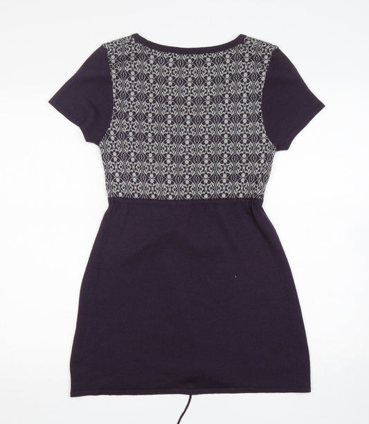 George Womens Purple Round Neck Argyle/Diamond Acrylic Pullover Jumper Size 10