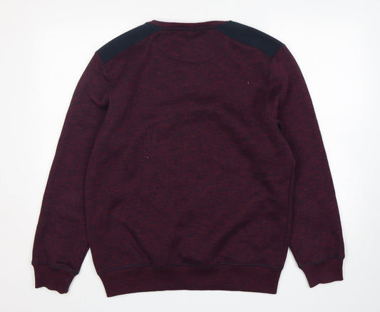 Easy Mens Purple Round Neck Polyester Pullover Jumper Size L