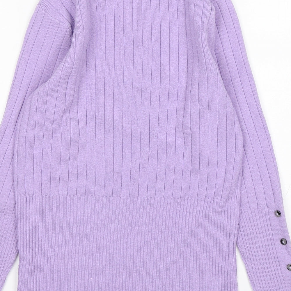 M&S Womens Purple Mock Neck Viscose Pullover Jumper Size 10