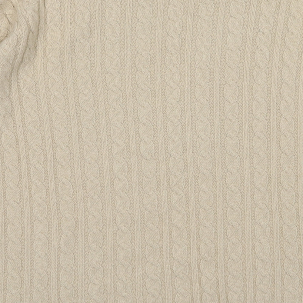 Brand and care label for choice women’s white geometric acrylic pullover sweatshirt, size M, pullover