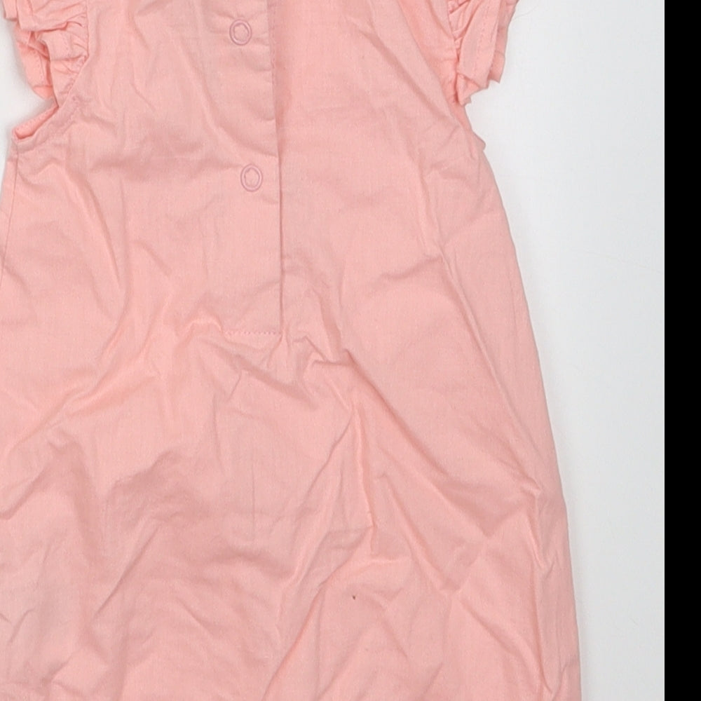 BABLUNO Girls Pink Cotton Babygrow One-Piece Size 3-6 Months Buckle