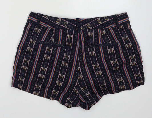 Gap Womens Purple Geometric Cotton Hot Pants Shorts Size 10 L4 in Regular Hook & Eye