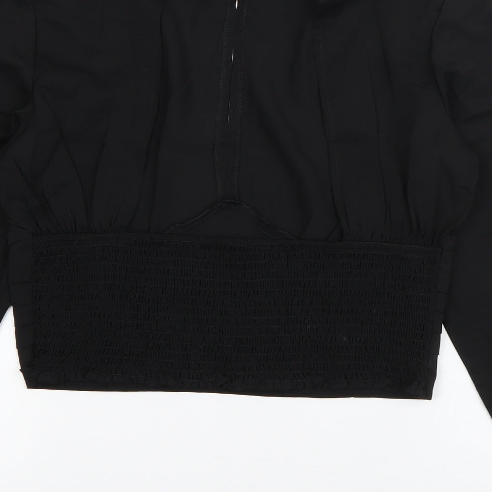 QED London Womens Black Polyester Basic Blouse Size M Round Neck - Backless