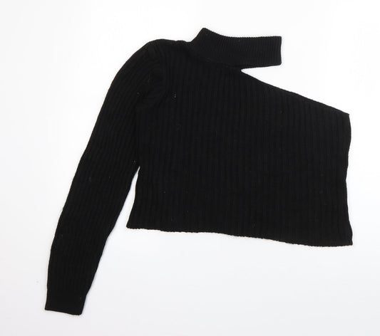 Boohoo Womens Black Round Neck Acrylic Pullover Jumper Size S