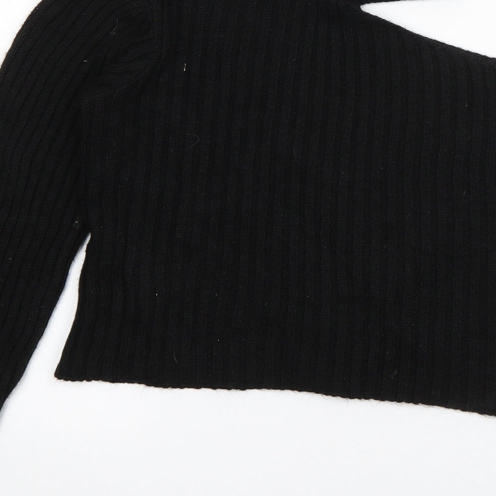 Boohoo Womens Black Round Neck Acrylic Pullover Jumper Size S