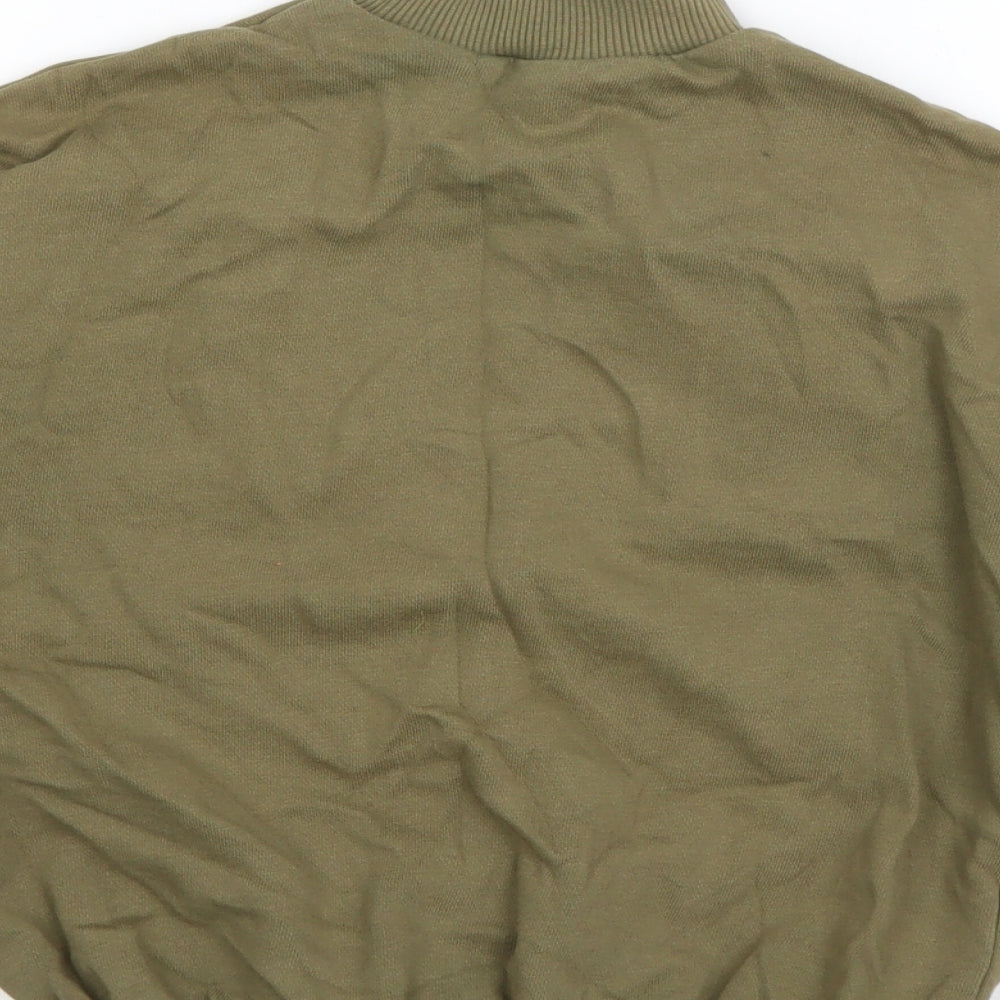 Brand and care label for Next boys’ green cotton pullover sweatshirt, size 5, years pullover