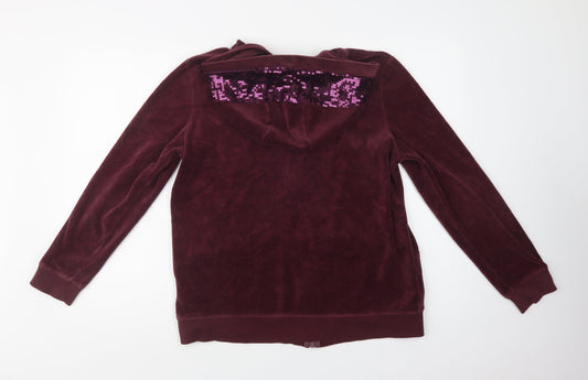 ESMARA Womens Purple Cotton Full Zip Hoodie Size 18 Zip