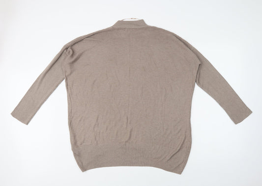 Primark Womens Beige Mock Neck Viscose Tunic Jumper Size 12