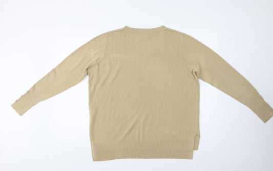 Primark Womens Beige V-Neck Acrylic Pullover Jumper Size L