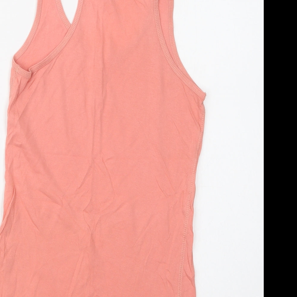Primark Womens Pink Cotton Basic Tank Size 12 Scoop Neck