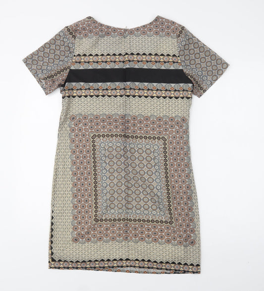 New Look Womens Multicoloured Paisley Polyester Shift Size 8 Crew Neck Zip