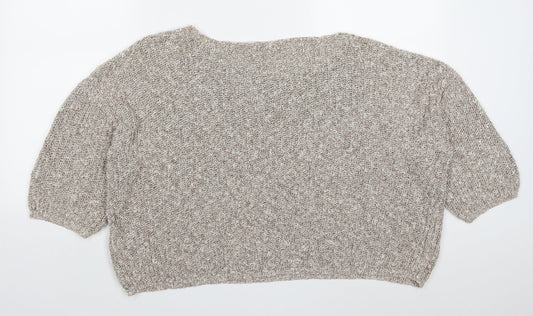 F&F Womens Beige Round Neck Cotton Pullover Jumper Size 18