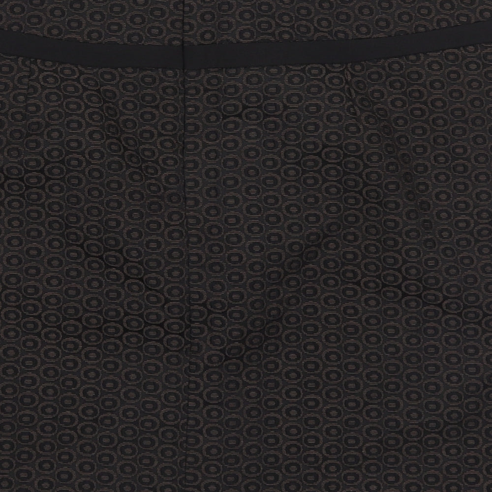 Marks and Spencer Womens Brown Geometric Polyester A-Line Skirt Size 12 Zip