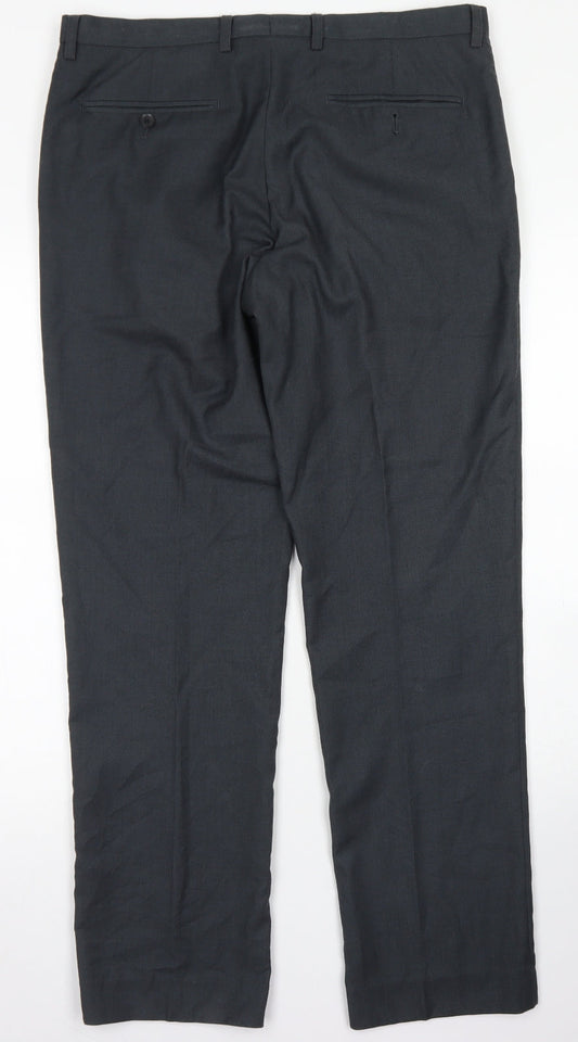 Tailor & Cutter Mens Grey Polyester Dress Pants Trousers Size 34 in L31 in Regular Button