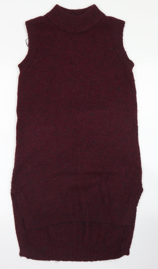 F&F Womens Purple Acrylic Tank Dress Size 10 Mock Neck