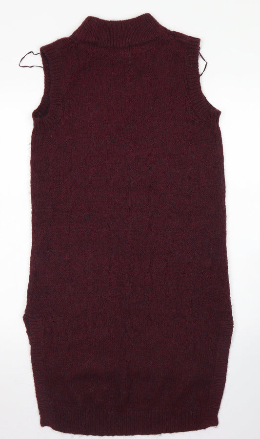 F&F Womens Purple Acrylic Tank Dress Size 10 Mock Neck