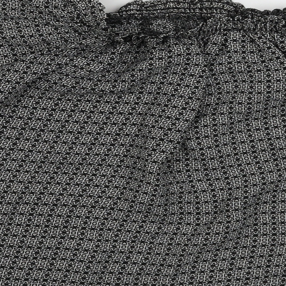 Primark Womens Black Geometric Polyester Basic Blouse Size 8 Off the Shoulder