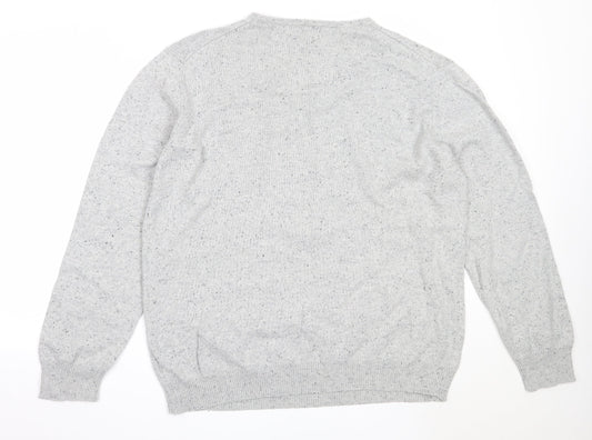 Linea Mens Grey V-Neck Cotton Pullover Jumper Size XL