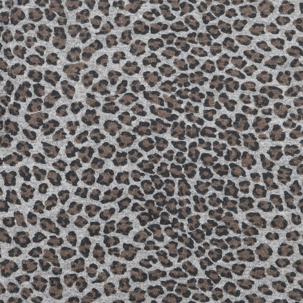 Autonomy Womens Grey Round Neck Animal Print Polyester Pullover Jumper Size S