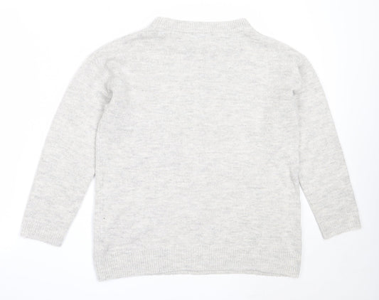 George Womens Grey Round Neck Acrylic Pullover Jumper Size M