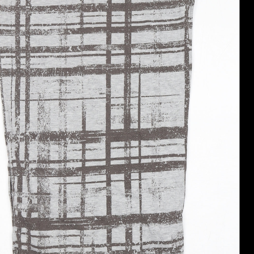 Topshop Womens Grey Check Polyester T-Shirt Dress Size 8 Round Neck