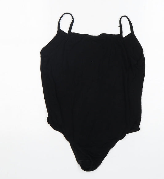 PRETTYLITTLETHING Womens Black Viscose Bodysuit One-Piece Size 10
