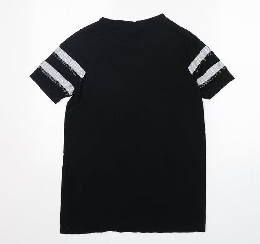Womens UK Size 4 New Look Black Basic T-Shirt