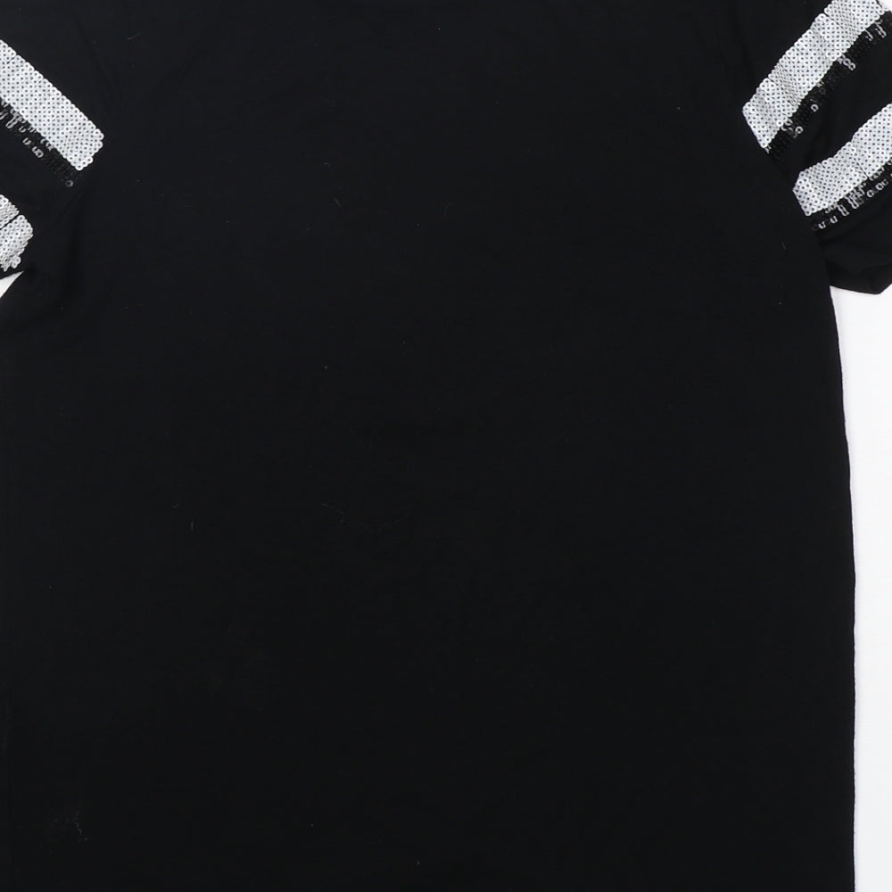 Womens UK Size 4 New Look Black Basic T-Shirt